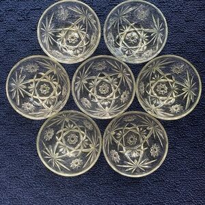 Vintage Set Of (7) Clear Star Of David Anchor Hocking Berry/Dessert Bowls 5”X2”